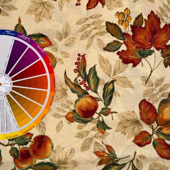 Fall Harvest Leaves, Fruit - VIP for Cranston Fabric - 1/2 Yard - Gold Metallic - Picture 7 of 9